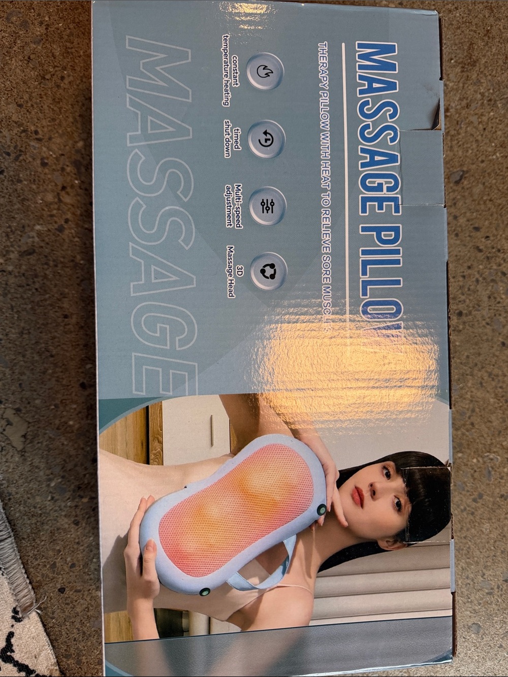 Massage Pillow with Heat - Blue and Pink